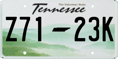 TN license plate Z7123K