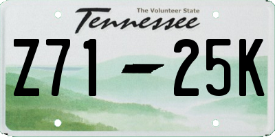 TN license plate Z7125K