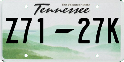 TN license plate Z7127K