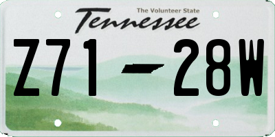 TN license plate Z7128W