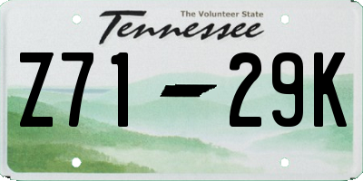 TN license plate Z7129K