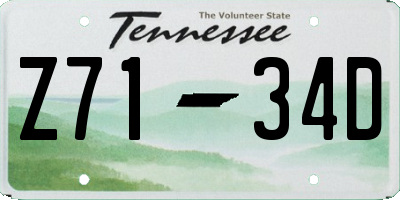 TN license plate Z7134D