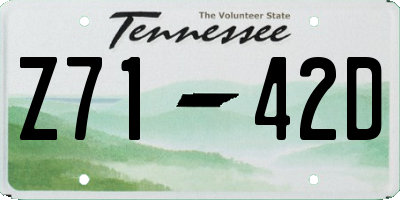 TN license plate Z7142D