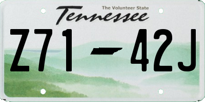 TN license plate Z7142J