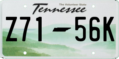 TN license plate Z7156K