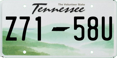 TN license plate Z7158U