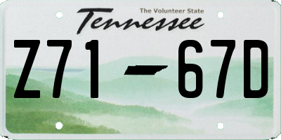 TN license plate Z7167D