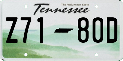 TN license plate Z7180D