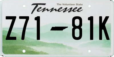 TN license plate Z7181K