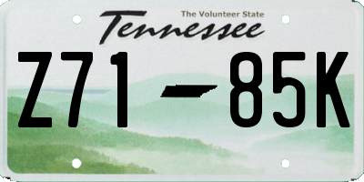 TN license plate Z7185K