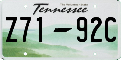 TN license plate Z7192C