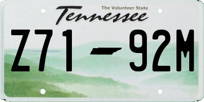 TN license plate Z7192M