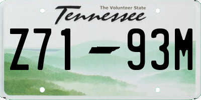 TN license plate Z7193M