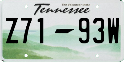 TN license plate Z7193W