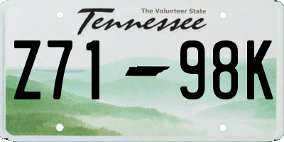 TN license plate Z7198K