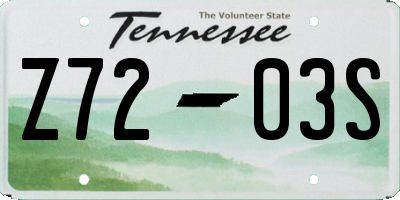 TN license plate Z7203S