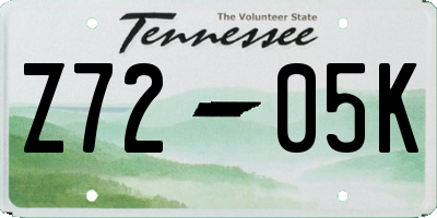 TN license plate Z7205K