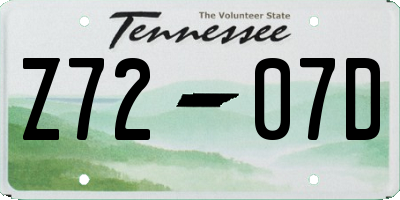 TN license plate Z7207D