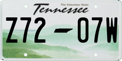TN license plate Z7207W