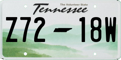 TN license plate Z7218W