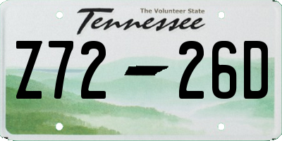 TN license plate Z7226D