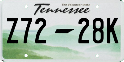 TN license plate Z7228K