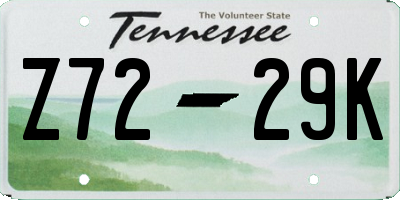 TN license plate Z7229K