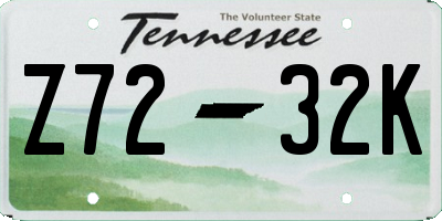 TN license plate Z7232K