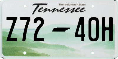 TN license plate Z7240H