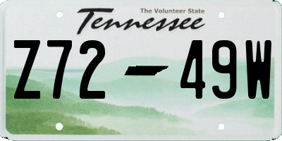 TN license plate Z7249W