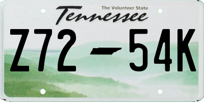 TN license plate Z7254K