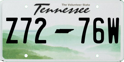 TN license plate Z7276W
