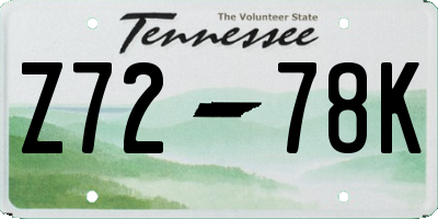 TN license plate Z7278K