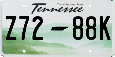 TN license plate Z7288K