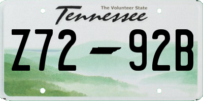 TN license plate Z7292B