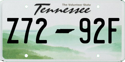 TN license plate Z7292F