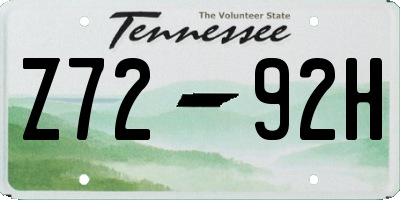 TN license plate Z7292H