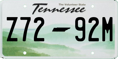 TN license plate Z7292M