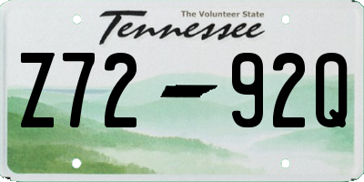 TN license plate Z7292Q