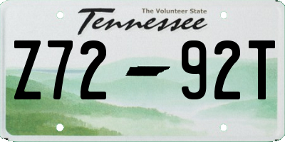 TN license plate Z7292T