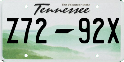 TN license plate Z7292X