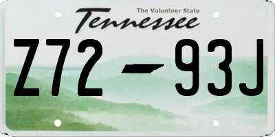 TN license plate Z7293J