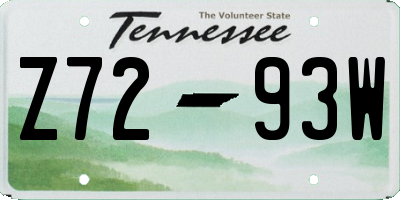 TN license plate Z7293W