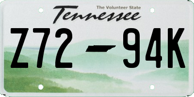 TN license plate Z7294K