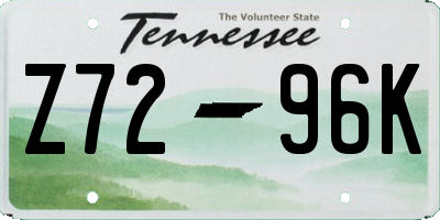 TN license plate Z7296K