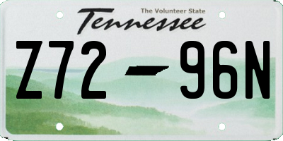 TN license plate Z7296N