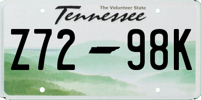 TN license plate Z7298K
