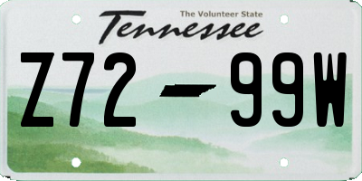 TN license plate Z7299W