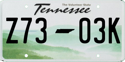 TN license plate Z7303K