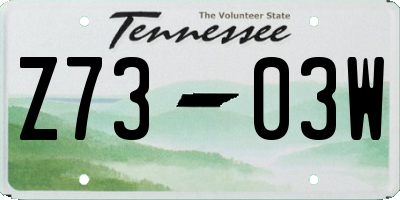 TN license plate Z7303W